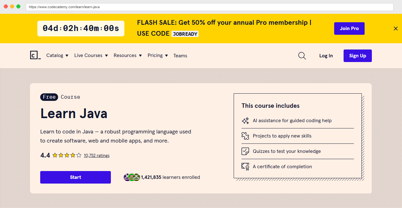 Codecademyのトップページ