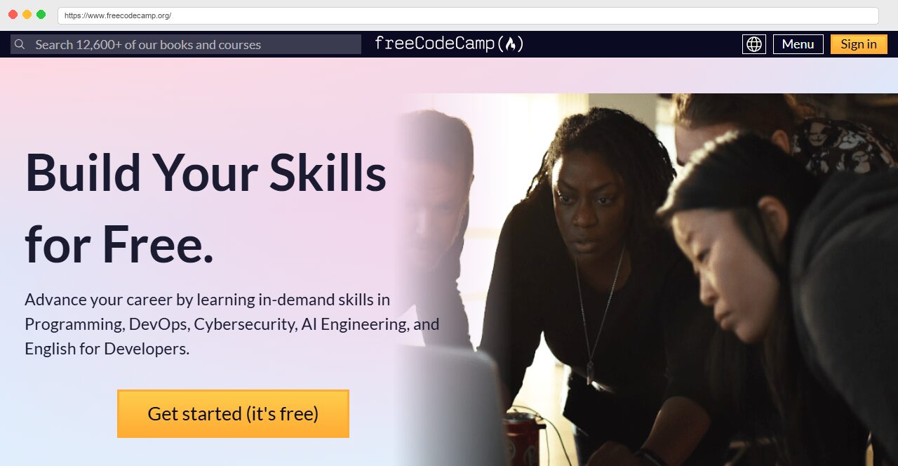 freeCodeCampのトップページ